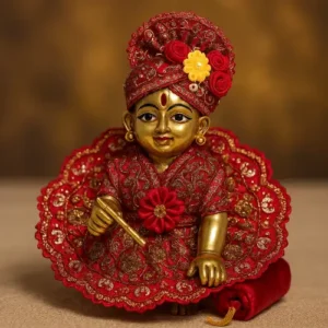 Red Embroidered work dress for Laddu Gopal Ji